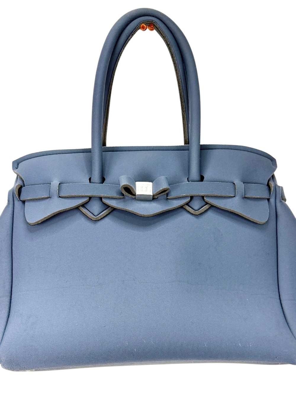 Save My Bag Dark Blue Neoprene Tote Handbag Italy Satchel Purse